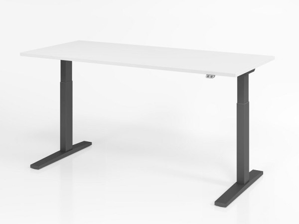 Hammerbacher Schreibtisch XMKA19, 180 x 80 cm, Platte: Weiß, 25 mm dick, ABS-Dickkante, Rechteckform, Graphit, VXMKA19/W/G