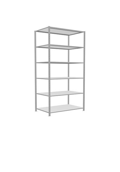 Schulte Grundregal, Steckregal MULTIplus150, 2500 x 1300 x 800 mm, 6 Fachböden, Kreuzstrebe, RAL 7035 lichtgrau, 32681-130