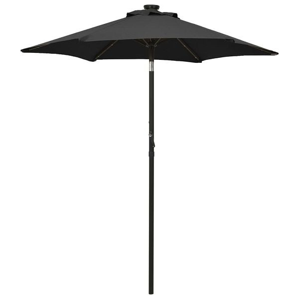 vidaXL Sonnenschirm mit LED-Leuchten Schwarz 200x211cm Aluminium, 313563