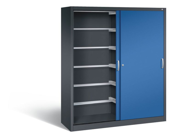 C+P Schiebetürenschrank Acurado, H1950xB1600xT500mm, Farbe: Schwarzgrau / Enzianblau, Bügelgriff, 2150-60 S10029