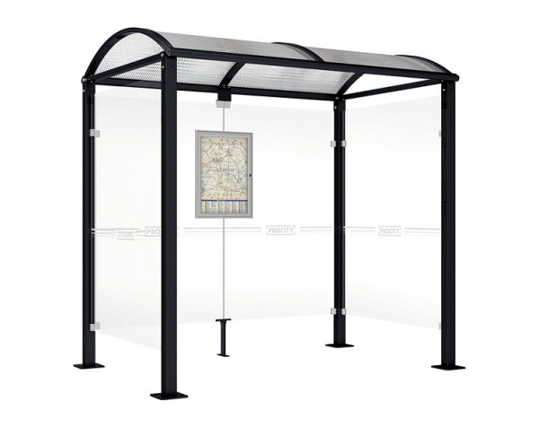 Procity Wartehalle Vierkantrohr - 2 Seitenverkleidungen, Farbe RAL 9005, Maße: Breite 2500 x Höhe 2560 x Tiefe 1600 mm, 529318.9005