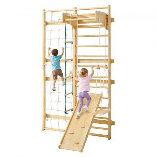 VEVOR 8-in-1 Schwedische Leiterwand Klettergerüst aus Holz, 12 Stufen, 100 kg, mit Kletterbrett & Zubehör für Indoor, PPGTZLYMS15CAGMYV001V0