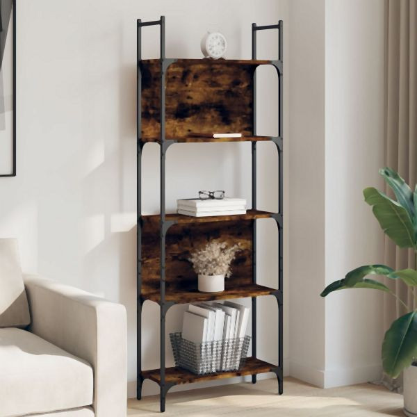 vidaXL Bücherregal 5 Böden Räuchereiche 60,5x24x166,5 cm Holzwerkstoff, 838865