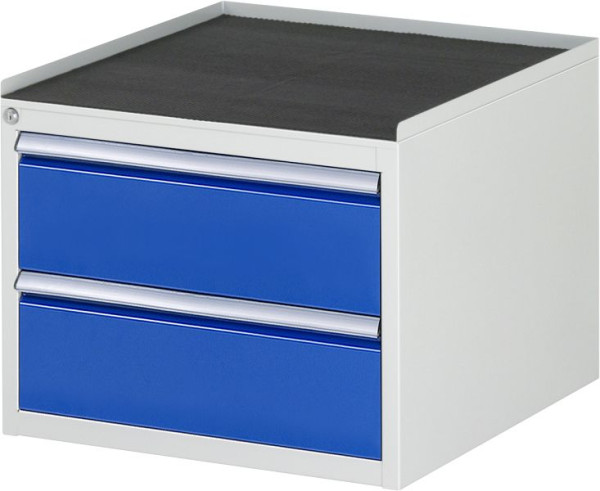 RAU Schubladenschrank Serie 7000, B580xT650xH465mm, Schubladen: 2xH180mm, Metallauflage mit 3-seitigem Abrollrand und Anti-Rutsch-Matte, 03-L2.0A-MT.11