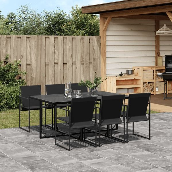 vidaXL 7-teilig Garten-Essgruppe Schwarz Textilene, 3295119