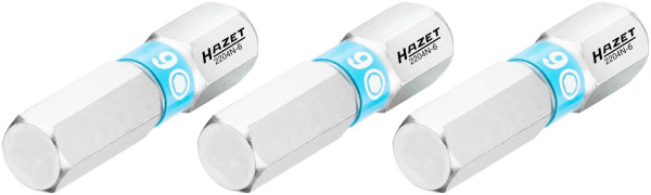 Hazet Bit, Sechskant massiv 6,3 (1/4 Zoll), Innen-Sechskant Profil, 6 mm, Anzahl Werkzeuge: 3, Schlüsselweite: 6 mm, 2204N-6/3