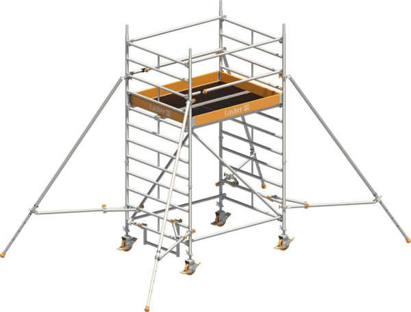 Layher Gerüst Uni Kompakt P2 mit Uni Telegeländer und Gerüststützen, Max. Plattformhöhe: 2,20 m, 1415022