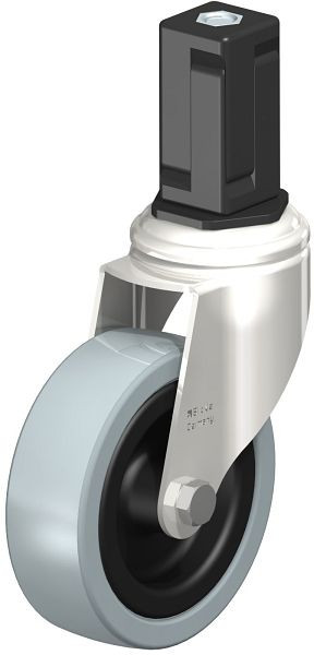 Blickle LKRXA-VPA 101G-11-EXV15 Edelstahl-Apparate-Lenkrolle mit Expander, Vollgummi, Grau, 853272