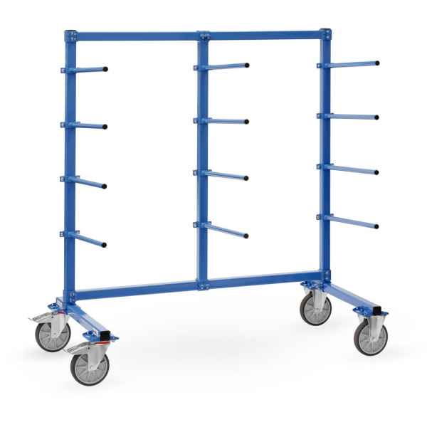 Fetra Tragarmwagen, 1.600 x 800 mm Tragarm 600 lang 5°, einseitig, Tragarmrohre mit PVC-Schlauch 3 mm stark überzogen, 4618-1