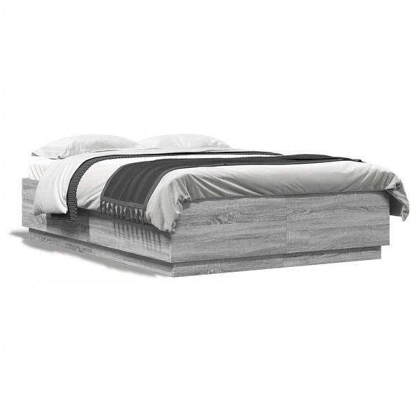 vidaXL Bettgestell Grau Sonoma 140x200 cm Holzwerkstoff, 3209707
