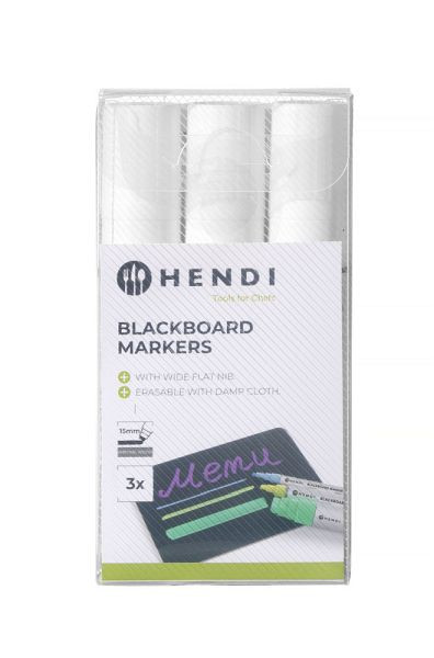 Hendi Kreidemarker 3x weiß, 15 mm, breite Spitze, VE: 3 Stück, 664223