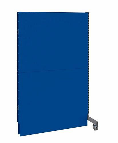 DENIOS Mobile Akustik Trennwand, Anbaufeld, B 1250, H 2000 mm, Akustik-Lochblech einseitig, grau/blau, 293113
