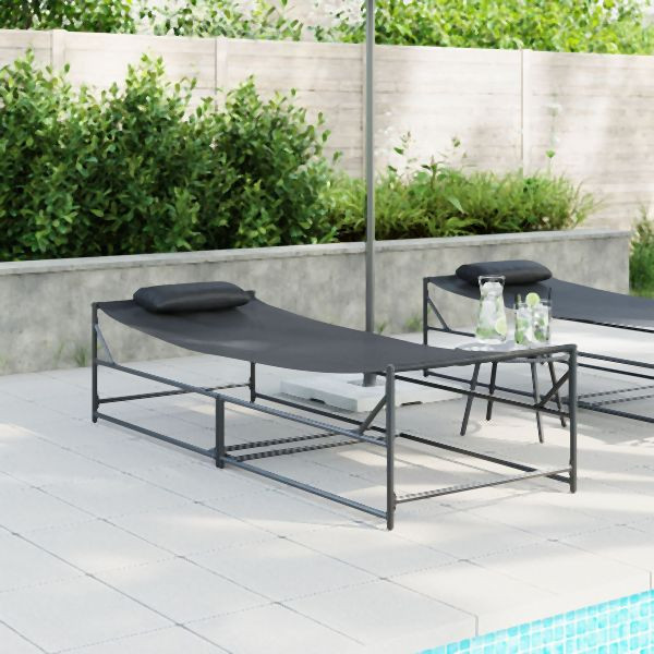 vidaXL Garten Sonnenliege - Anthrazit - 200x74x73 cm - Stahl & Textilene, 42003023