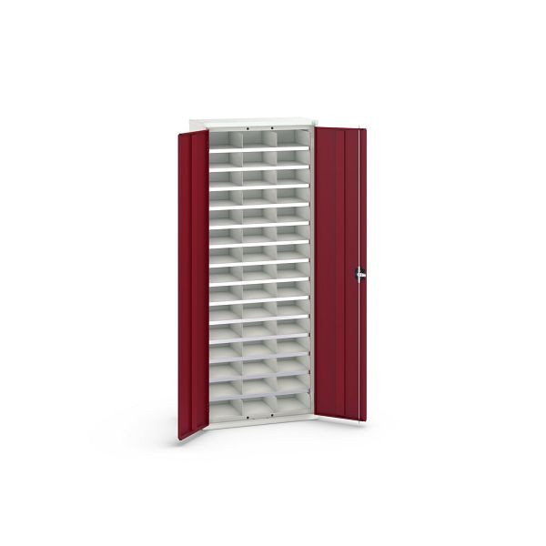 bott verso Fächerschrank, mit 45 Abteilen, BxTxH: 800 x 350 x 2000 mm, Lichtgrau / Purpurrot, 16926403.24