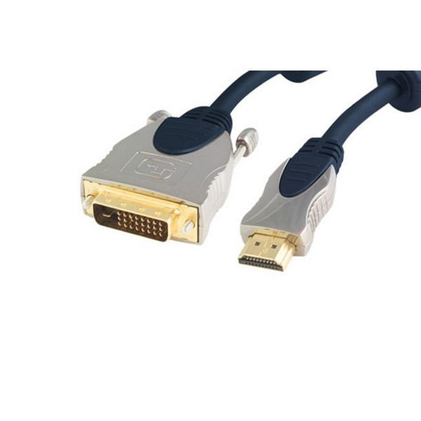 shiverpeaks PROFESSIONAL HDMI Stecker auf DVI-D-Stecker (24+1), Ferrits, verchromte Metall-Stecker, 2x Ferrit, vergoldete Kontakte, 1,0m, SP77480