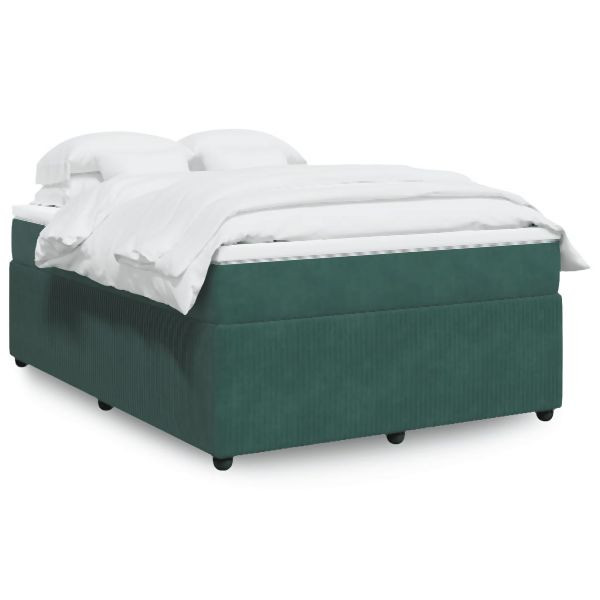 vidaXL Boxspringbett mit Matratze Dunkelgrün 140x190 cm Samt, 3285641