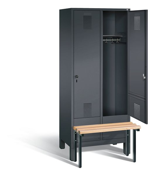 C+P Garderobenschrank Evolo, H1850xB810xT815mm, Farbe: Schwarzgrau, 48030-22 S10016