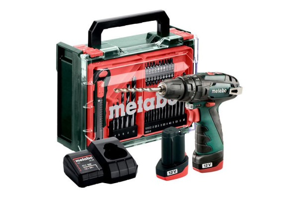 metabo Akku-Schlagbohrschrauber PowerMaxx SB Basic Set Kunststoffkoffer, 600385710
