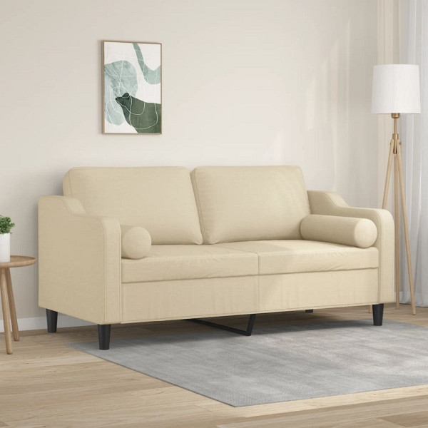 vidaXL 2-Sitzer-Sofa mit Zierkissen Creme 140 cm Stoff, 3200847