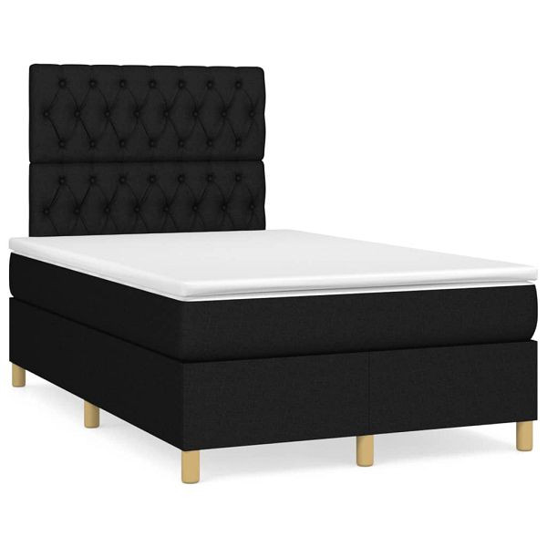 vidaXL Boxspringbett mit Matratze & LED Schwarz 120x190 cm Stoff, 3270269