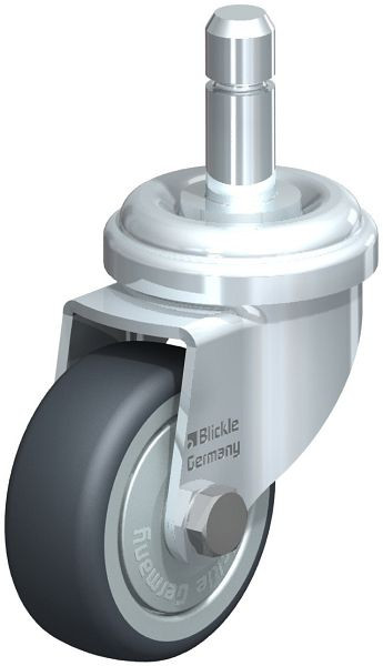 Blickle LRA-TPA 50K-FK-ES Apparate-Lenkrolle mit Einsteckstift, Thermoplastisches Gummi-Elastomer, Grau, 610311
