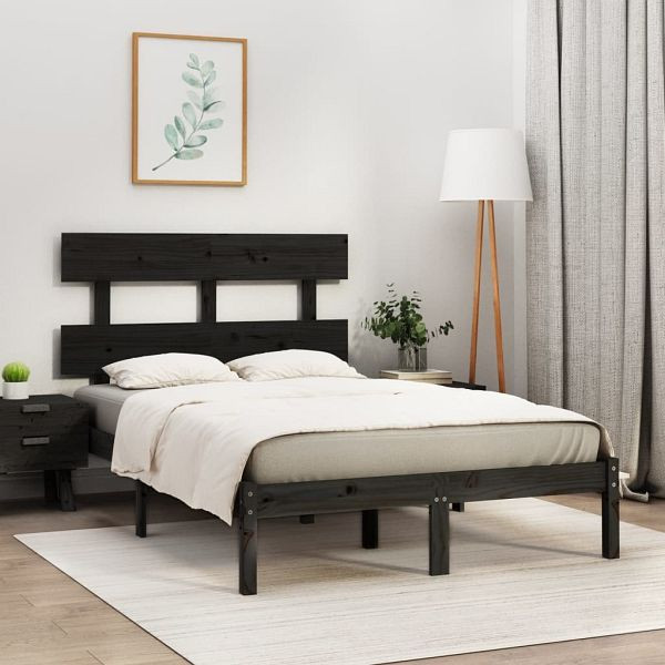 vidaXL Massivholzbett Schwarz 140x190 cm, 3104657, 8720287034070