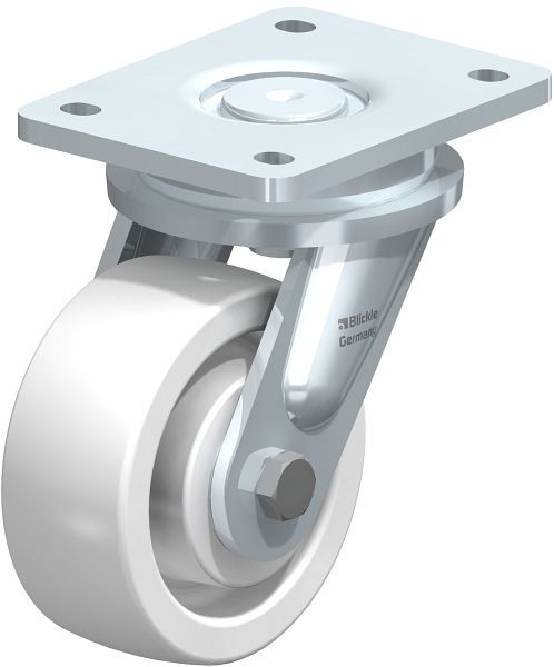 Blickle LO-SPO 127K Stahlgeschweißte Schwerlast-Lenkrolle, Polyamid, Weiß, 518704