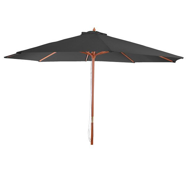 Mendler Sonnenschirm Florida, Gartenschirm Marktschirm, Ø 3,5m Polyester/Holz 7kg, anthrazit, 65358