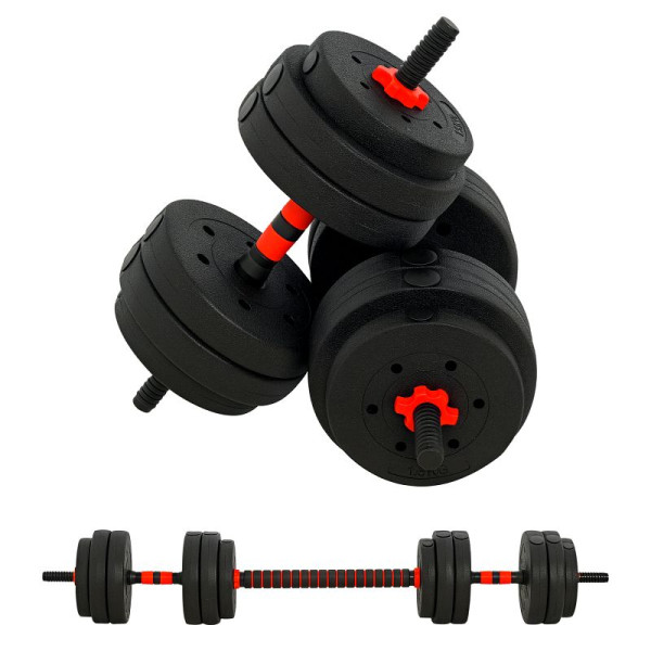 HOMCOM 2 in 1 Hanteln Set 25 kg verstellbare Kurzhantel & Langhantel professionell Dumbbell, A91-143