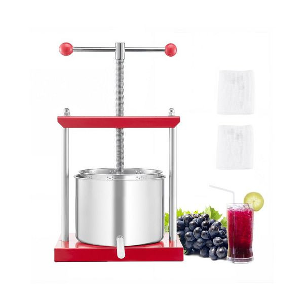 VEVOR Obstweinpresse (6 L) mit 2 Edelstahlfässern, manueller Entsafter, Apfel-/Trauben-/Olivenölpresse für Zuhause, GJYZJTMBXG6LEFHOVV0