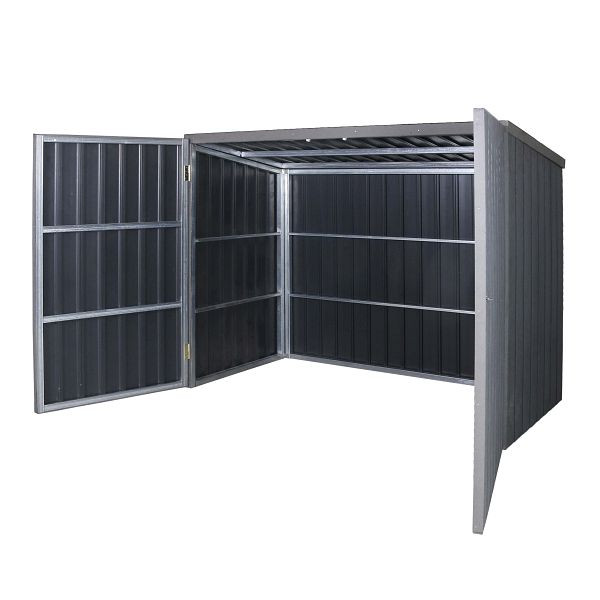 Mendler Mülltonnenverkleidung HWC-J29, Mülltonnenbox für Müllcontainer 660-770L, WPC Metall 172x213x112cm, grau, 76051+76052+76053+76054