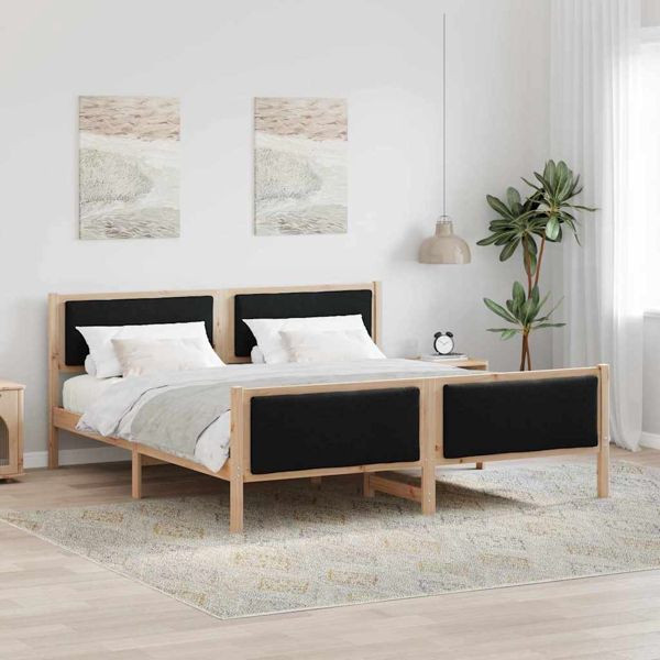 vidaXL Bettgestell mit Kopfteil Schwarz 180 x 200 cm Stoff, 3394250