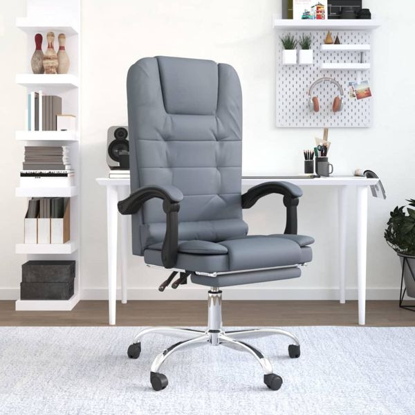 vidaXL Bürostuhl mit Massagefunktion Dunkelgrau Samt, 349663