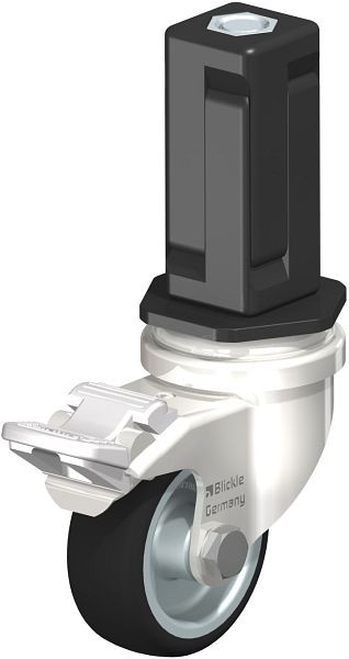 Blickle LRXA-PATH 50G-FI-EXV04 Edelstahl-Apparate-Lenkrolle mit Expander & Feststeller, Thermoplastisches Polyurethan, Grau, 853316