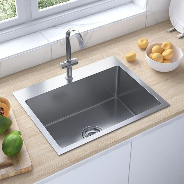 vidaXL Handgemachte Einbauspüle Edelstahl, 51510, 8720286179109