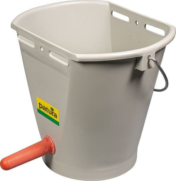 Patura Nuckel-Tränkeeimer 9 l, grau komplett mit Sauger mittel und 1-Click-Ventil, 361479