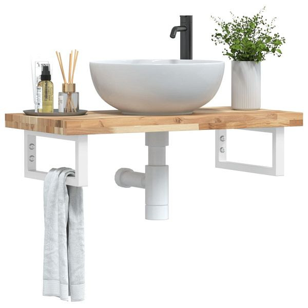 vidaXL Waschbeckenregal Wandmontage Stahl und Akazienholz, 3302688