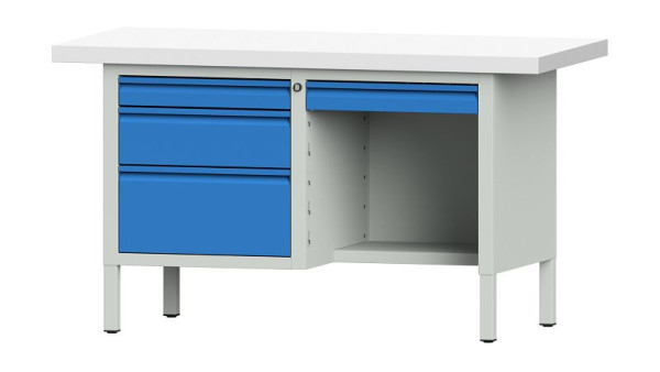 ANKE Werkbänke Kastenwerkbank, Modell 348 E, 1500 x 700 x 850 mm, RAL 7035/5012, KSP 50 mm, 510.319