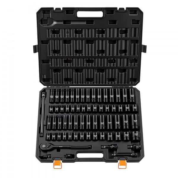 VEVOR 65-tlg. Schlagschrauber-Nussset 1/2 Zoll, Sechskant, SAE 3/8–1 1/4 Zoll & metrisch 10–24 mm, CV-Stahl, Koffer, CJTTZJCRVCZ6B8N49001V0