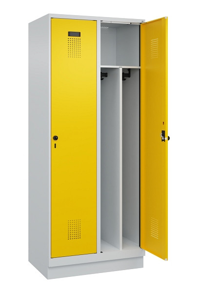 C+P Spind Evolo PLUS, mit Sockel, 2 Abteile, 1950x800x500mm, 7035/1023, Verschluss Drehriegel, 049020-22F S10001