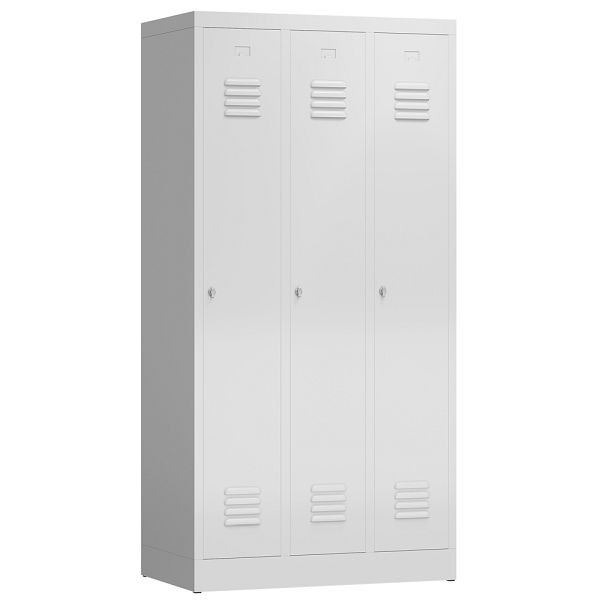 Lüllmann ClassiX Garderobenschrank, 3 Abteile, 1800 x 870 x 500 mm, lichtgrau, X-510130