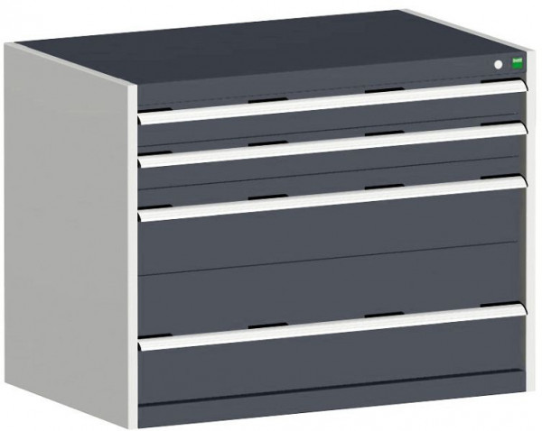 bott cubio Schubladenschrank bestückt mit 4 Schwerlastschubladen BxTxH: 1050 x 650 x 800 mm, RAL 7035/7016, 40021008.19V