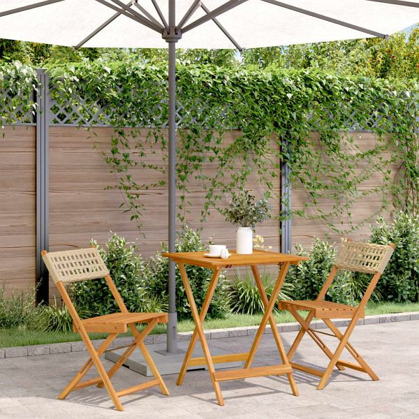 vidaXL 3-teilig Bistro-Set Beige Poly Rattan und Massivholz, 3281756