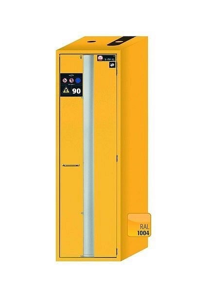 asecos Sicherheitsschrank S-PHOENIX Vol.2-90, S90.196.060.075.FDACR in sicherheitsgelb RAL 1004 mit 4x Auszugswanne Standard (Edelstahl), 30316-002-33482