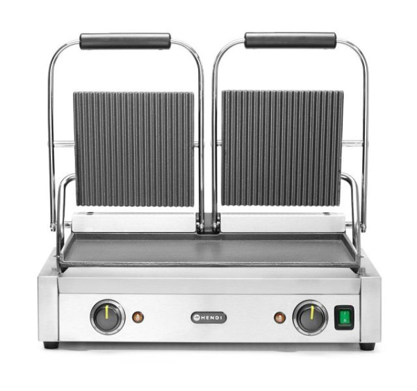 Hendi Kontaktgrill - Doppelversion oben gerillt, unten glatt, LxBxH: 570x370x210 mm, 263808