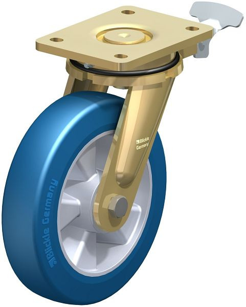 Blickle LS-ALBS 200K-RI4 Stahlgeschweißte Schwerlast-Lenkrolle, schwere Drehkranz-Ausführung, Blickle Besthane® Soft, Blau, 758194