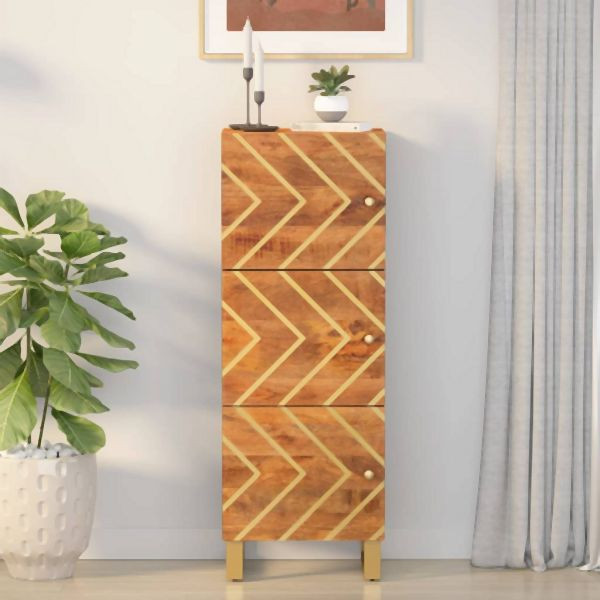 vidaXL Highboard Braun und Schwarz 40x33,5x110 cm Massivholz Mango, 356812