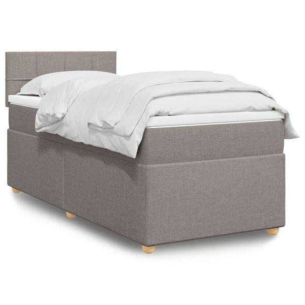 vidaXL Boxspringbett mit Matratze Taupe 90x190 cm Stoff, 3286539