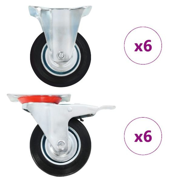 vidaXL 12 Stk. Rollen 100 mm, für kleine Vorrichtungen, 278042