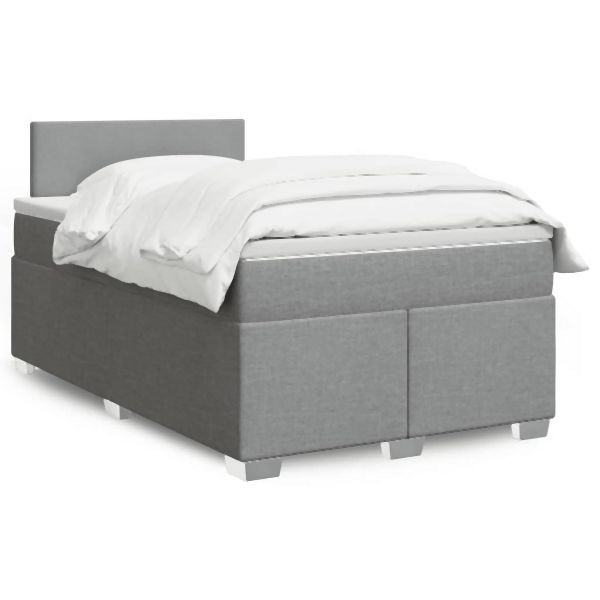 vidaXL Boxspringbett mit Matratze Hellgrau 120x200 cm Stoff, 3288148